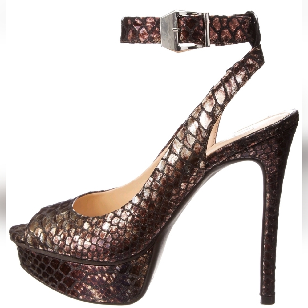 JESSICA SIMPSON CAREEN MULTI METALLIC SNAKE PRINT HEELS - Picture 3 of 5